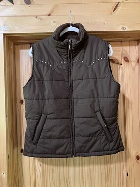Brown Quilted Sleeveless Puffer Vest - Casual Layering Piece